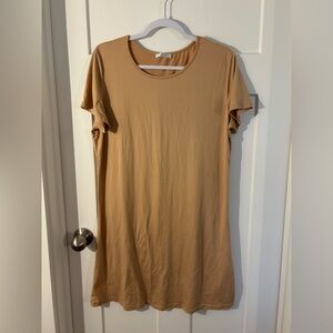 Tan Short Sleeve T-Shirt Dress